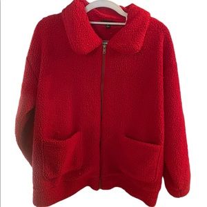 Signature Studio Red Fleece Jacket with Pockets